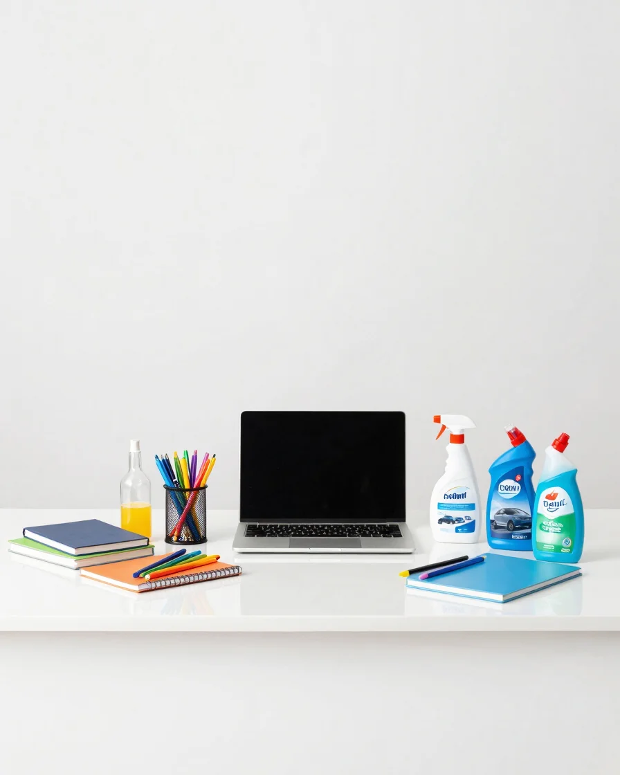 Bright high-key product photography, clean studio backdrop, crisp
